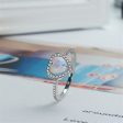 White Opal & Cubic Zirconia Heart-Cut Halo Ring For Discount