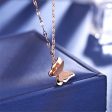 18K Rose Gold-Plated Frosted Butterfly Pendant Necklace For Cheap