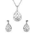 Clear Cubic Zirconia & Silver-Plated Caged Drop Earrings & Pendant Necklace Online Hot Sale