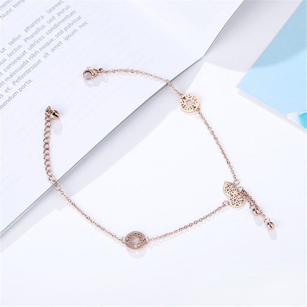 18K Rose Gold-Plated Calabash & Coin Charm Anklet Online Hot Sale