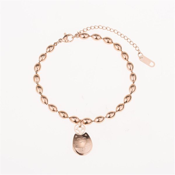 18K Rose Gold-Plated Kitty Long Bead Charm Bracelet on Sale