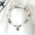 Blue & Silver-Plated Shell & Starfish Charm Anklet Online now