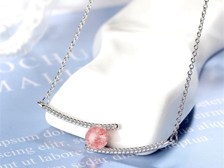 Strawberry Red Crystal & Silvvertone Pendant Necklace For Cheap