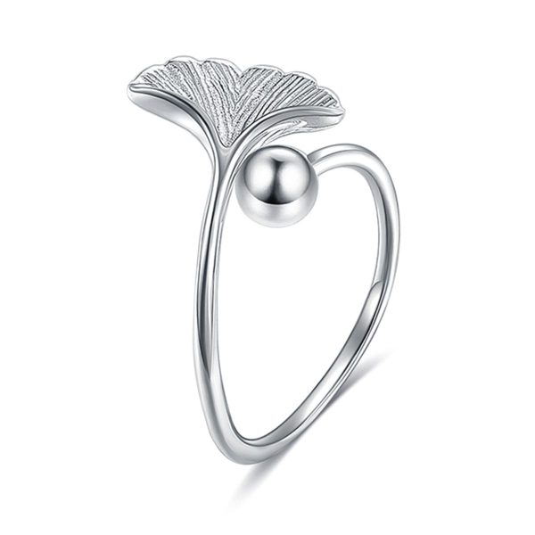 Sterling Silver Gingko Leaf Bypass Ring Online now