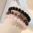 Black Quartz Beaded Stretch Bracelet Set Online Sale