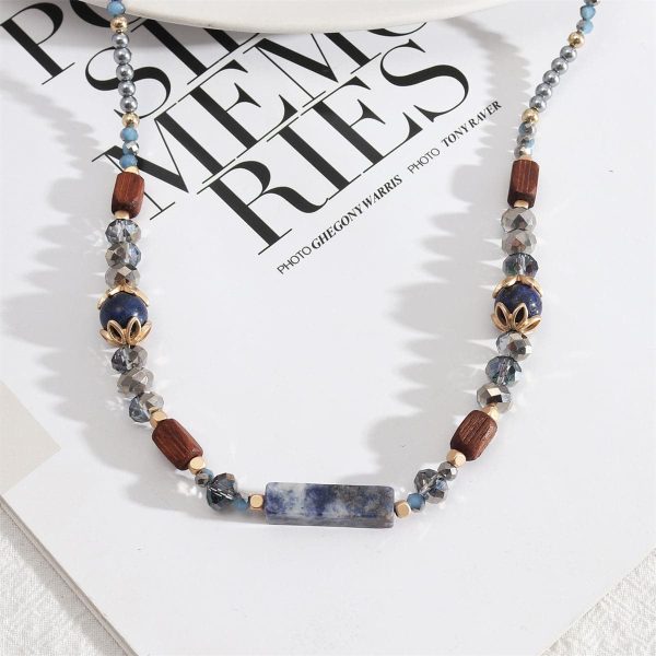 Blue & Brown Bead Necklace For Discount