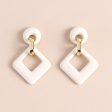 Beige Enamel & 18K Gold-Plated Open Rhombus Drop Earrings on Sale