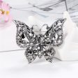 Black Crystal & Cubic Zirconia Silver-Plated Butterfly Brooch For Sale