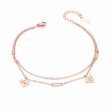 18K Rose Gold-Plated Heart Layer Anklet Fashion