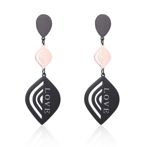 18K Rose Gold-Plated & Black  Love  Laurel Drop Earrings Supply