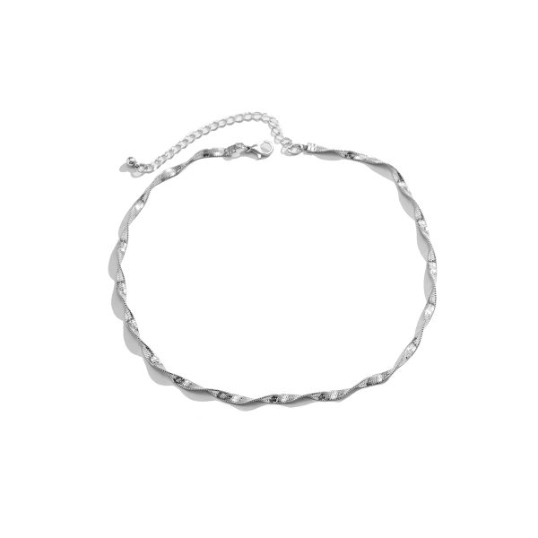 Silver-Plated Twisted Snake Chain Necklace Sale