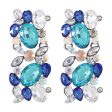 Blue & White Crystal Cluster Drop Earrings For Cheap