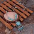 Turquoise & Silver-Plated Tassel Pendant Necklace Discount