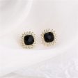 Black Crystal & 18K Gold-Plated Square Halo Stud Earrings Online Sale