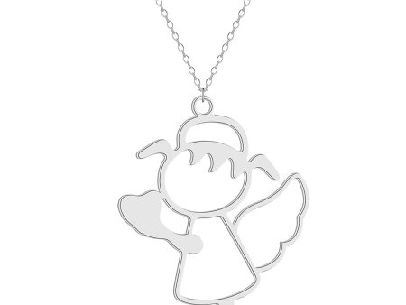 Silver-Plated Openwork Cute Angel Pendant Necklace Sale