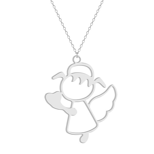 Silver-Plated Openwork Cute Angel Pendant Necklace Sale