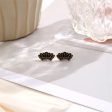 18K Gold-Plated & Black Enamel Crown Stud Earrings Cheap