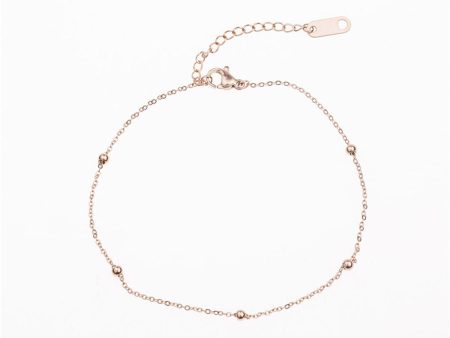 18K Rose Gold-Plated Beaded Station Bracelet Cheap