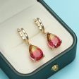 Yellow & Red Crystal Teardrop Leverback Earrings For Cheap