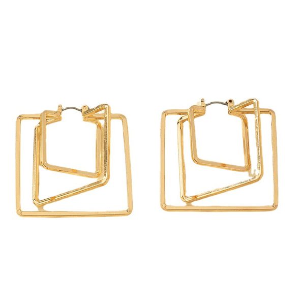 18K Gold-Plated Layered Square Leverback Earrings Online Hot Sale