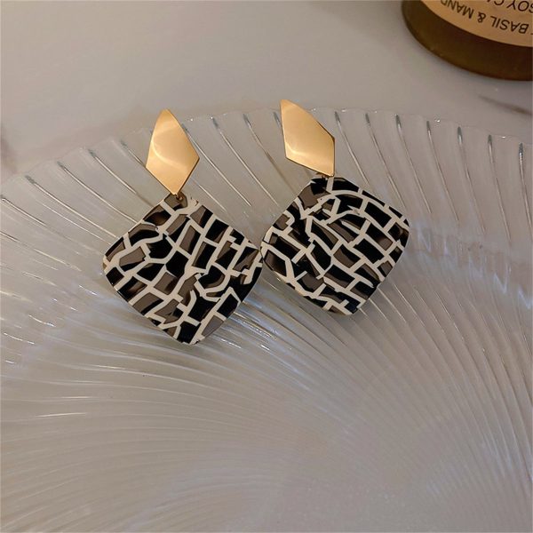 Black Acrylic & 18K Gold-Plated Geometric Rhombus Drop Earrings Sale