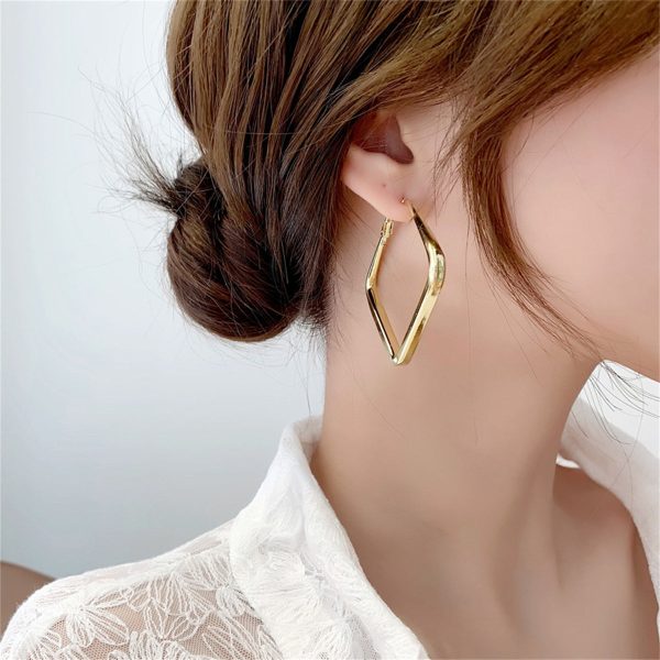 18K Gold-Plated Open Square Hoop Earrings Online