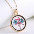 Blue & 18K Gold-Plated Pressed Peach Blossom Round Pendant Necklace Online Hot Sale