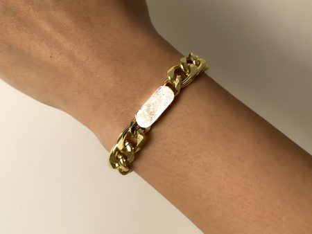 18K Gold-Plated Curb Chain ID Bracelet Discount