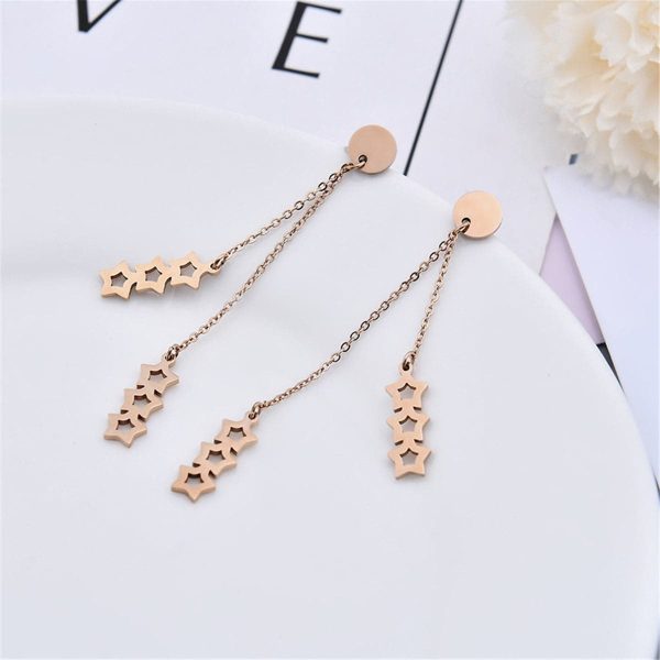 18K Rose Gold-Plated Linking Star Tassel Drop Earrings For Discount