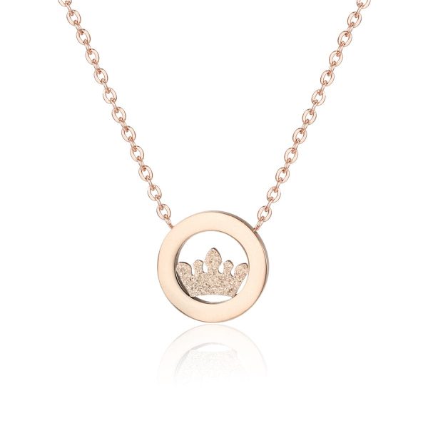 18K Rose Gold-Plated Crown Pendant Necklace Discount