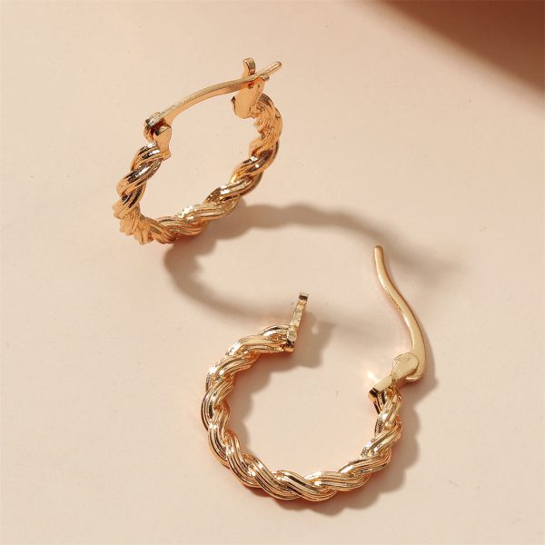 18K Gold-Plated Twisted Huggie Earrings For Cheap