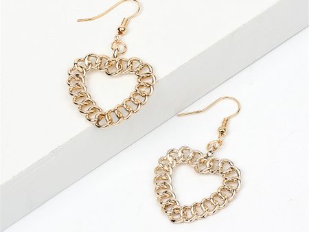 18K Gold-Plated Figaro Open Heart Drop Earrings on Sale