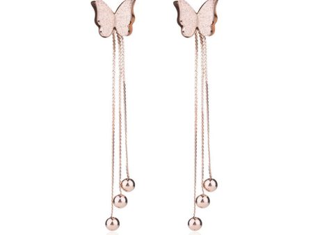 18K Rose Gold-Plated Butterfly Bead Drop Earrings Online