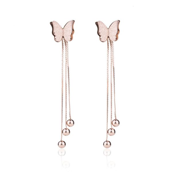 18K Rose Gold-Plated Butterfly Bead Drop Earrings Online