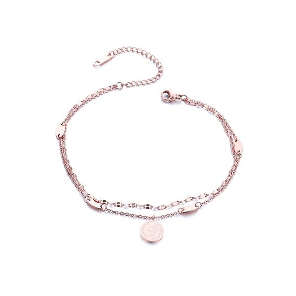 18K Rose Gold-Plated Coin Layer Anklet on Sale