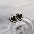 Black Acrylic & 18K Gold-Plated Heart Stud Earrings on Sale