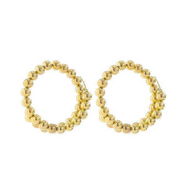 18K Gold-Plated Stacked Beaded Hoop Earrings on Sale