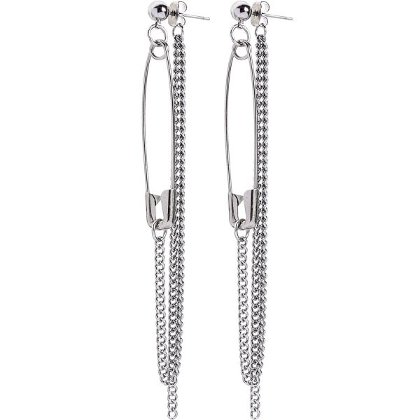 Silver-Plated Pin Tassel Drop Earrings Hot on Sale