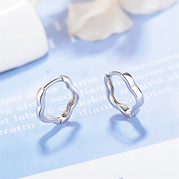 Silver-Plated Floral Hoop Earrings Cheap