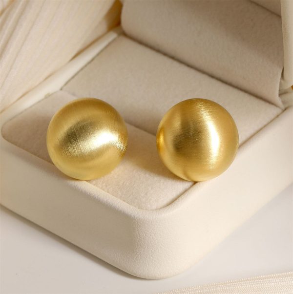 18K Gold-Plated Frosted Round Stud Earrings Online