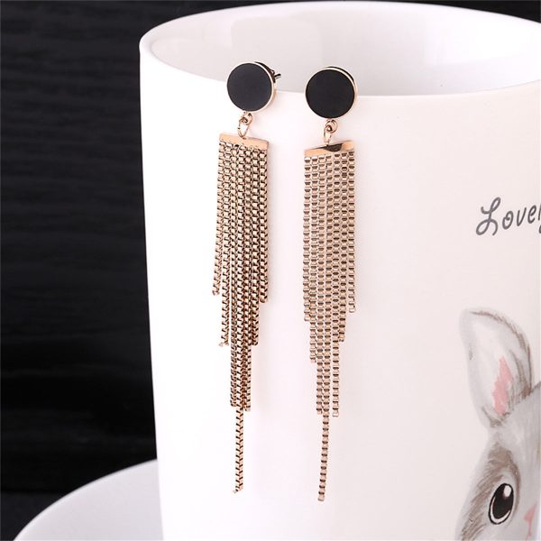 Black Acrylic & 18K Rose Gold-Plated Round Tassel Drop Earrings Online Sale