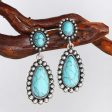 Turquoise & Silver-Plated Drop Earrings Cheap