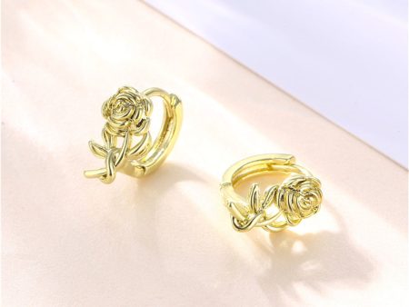 18K Gold-Plated Rose Huggie Earrings Supply