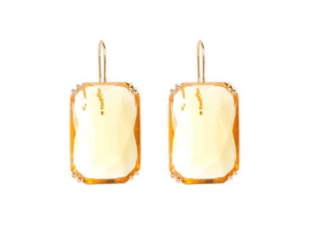 Yellow Crystal & 18K Gold-Plated Radiant-Cut Drop Earrings Online Hot Sale