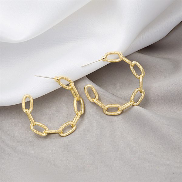 18K Gold-Plated Figaro Chain Hoop Earrings Online now