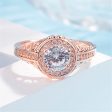 White Round Crystal & 18K Rose Gold-Plated Ring Online Hot Sale