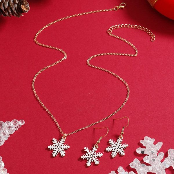 White & 18K Gold-Plated Snowflake Pendant Necklace & Drop Earrings Sale