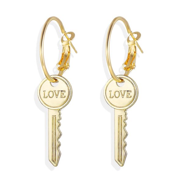 18K Gold-Plated  Love  Key Drop Earrings Hot on Sale