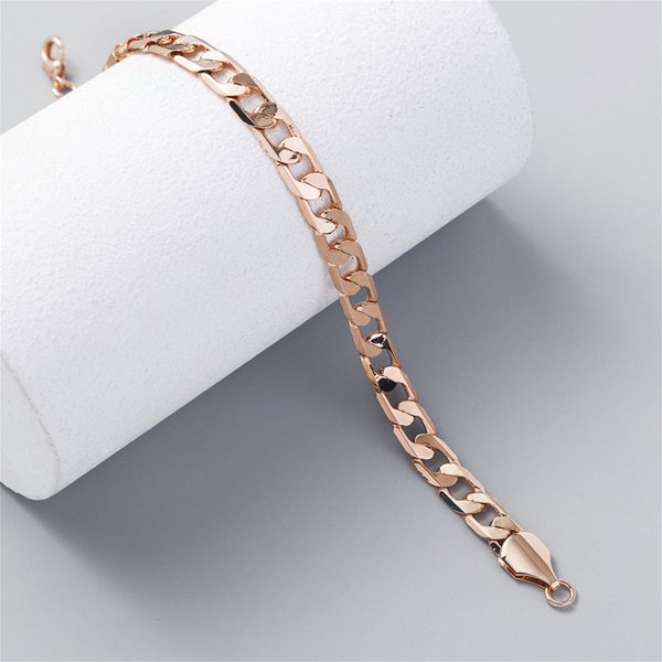 18K Rose Gold-Plated Curb Chain Bracelet Fashion