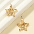 18K Gold-Plated Textured Star Drop Earrings For Sale